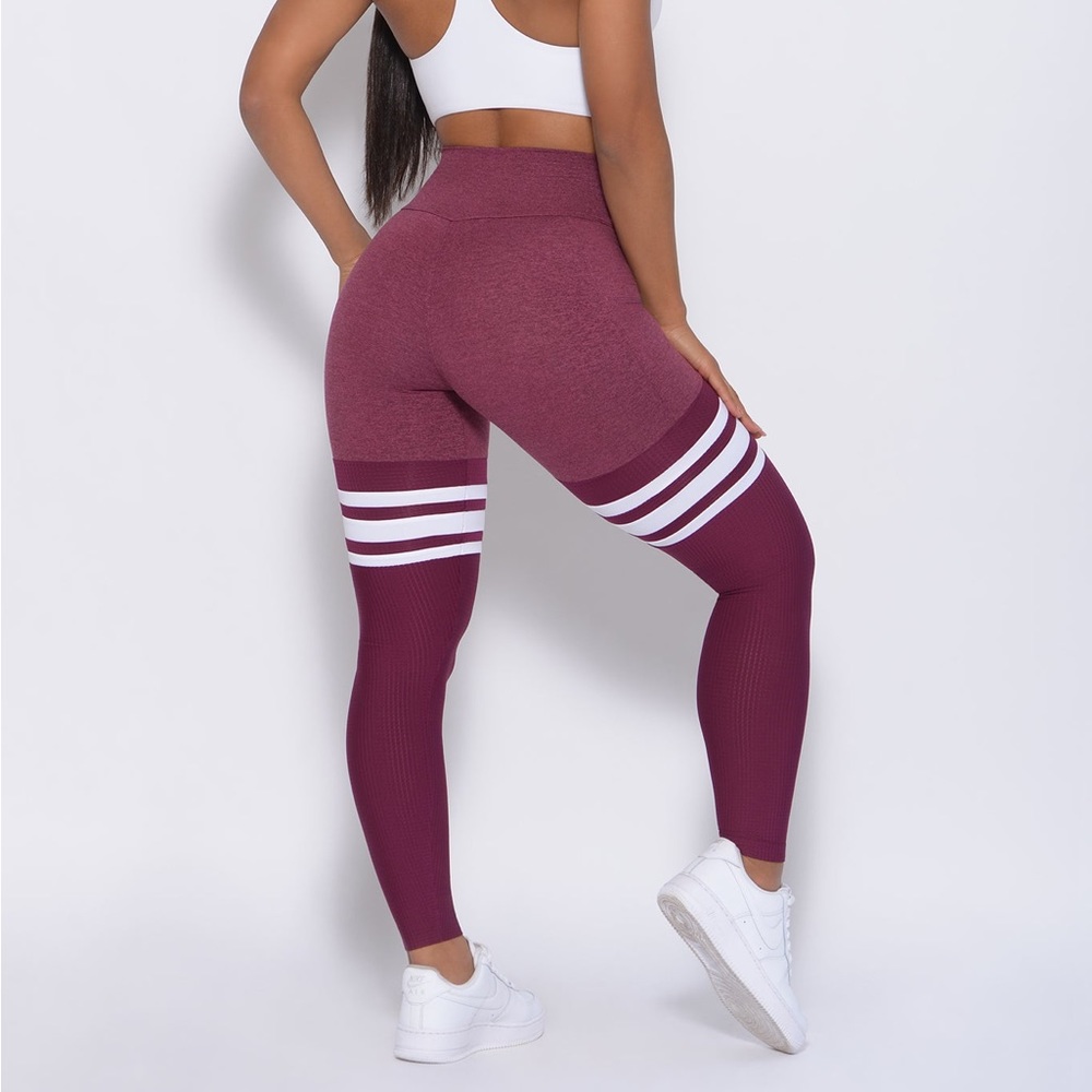 Bombshell Sportswear Perform Thigh Highs in Burgundy - Picture 12 of 12